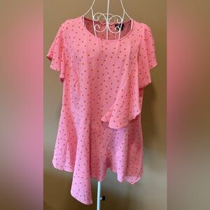 Pink Polka Dot Plus Size 18 Top City Chic Barbiecore Flutter Sleeve
